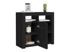 Aparador con luces LED negras 80x35x75 cm