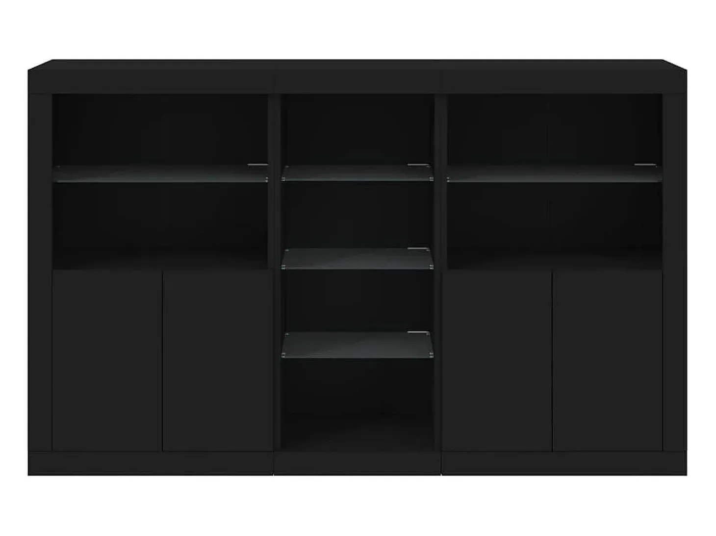 Aparador con luces LED negro 162x37x100 cm