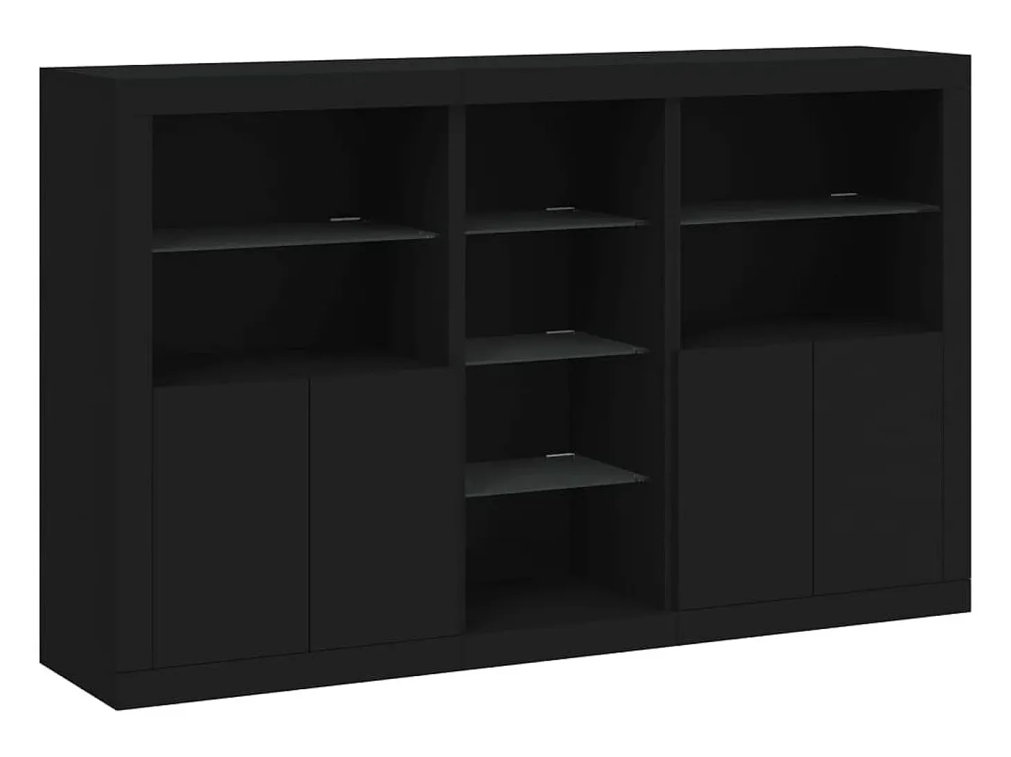 Aparador con luces LED negro 162x37x100 cm