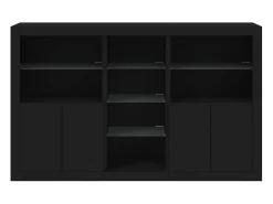Aparador con luces LED negras 162x37x100 cm