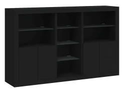 Aparador con luces LED negras 162x37x100 cm