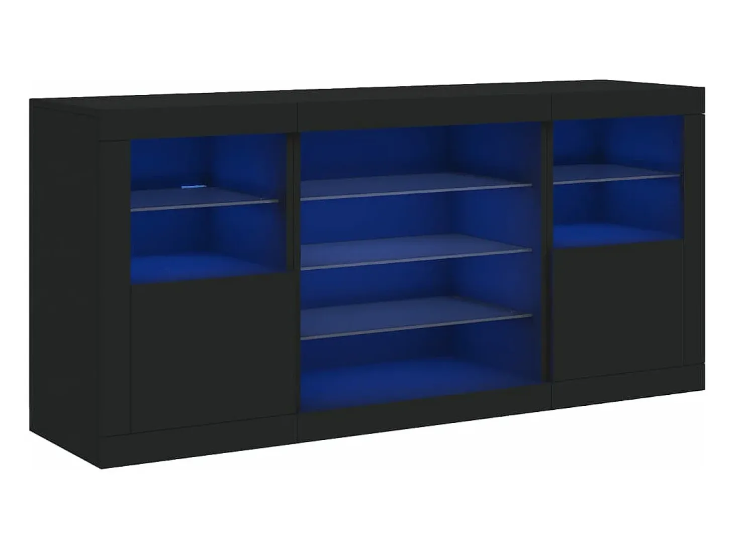 Aparador con luces LED negro 142,5x37x67 cm