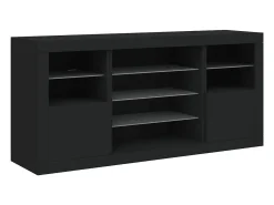 Aparador con luces LED negro 142,5x37x67 cm