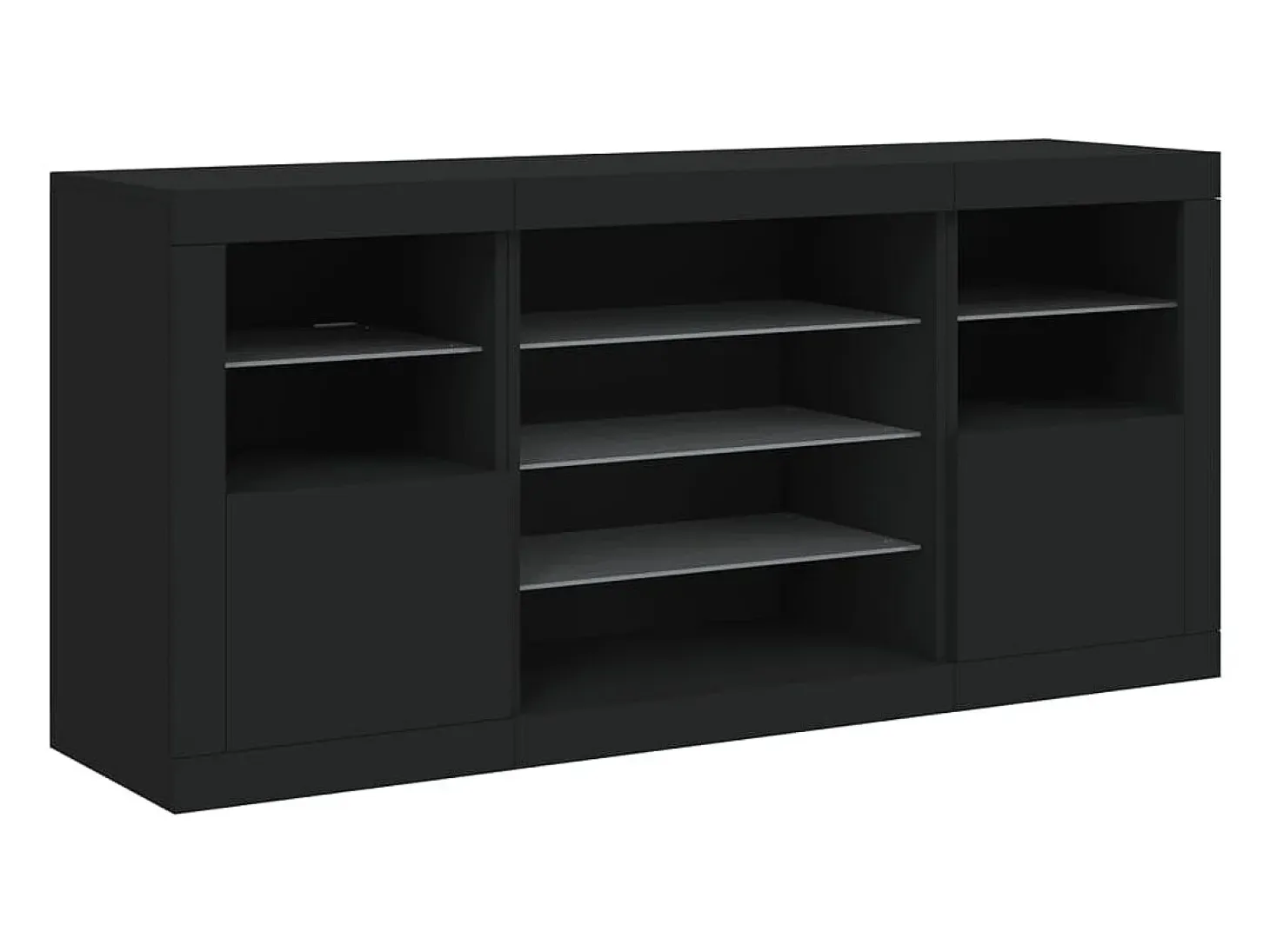 Aparador con luces LED negro 142,5x37x67 cm