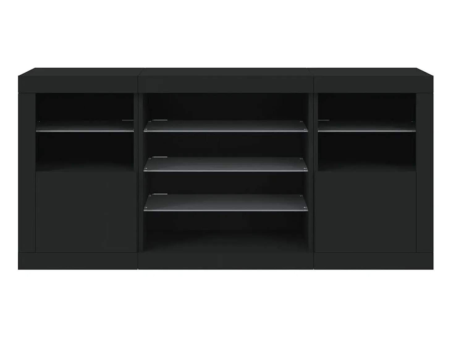Aparador con luces LED negro 142,5x37x67 cm