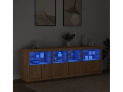 Aparador con luces LED roble Sonoma 202x37x67 cm