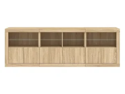 Aparador con luces LED roble Sonoma 202x37x67 cm