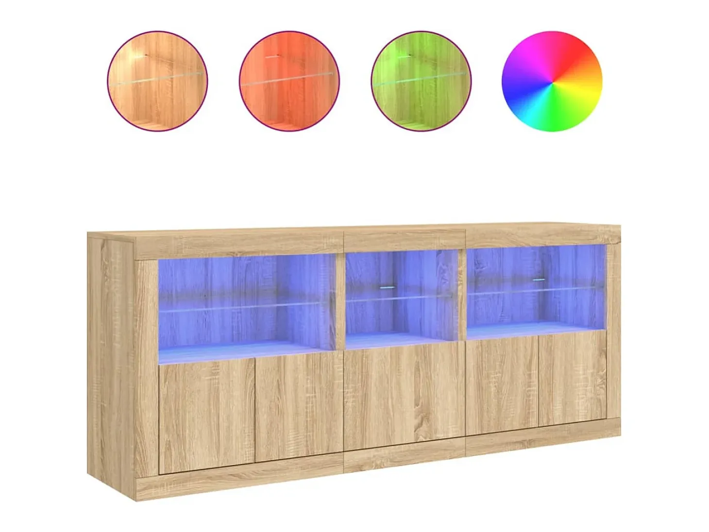 Aparador con luces LED roble Sonoma 162x37x67 cm