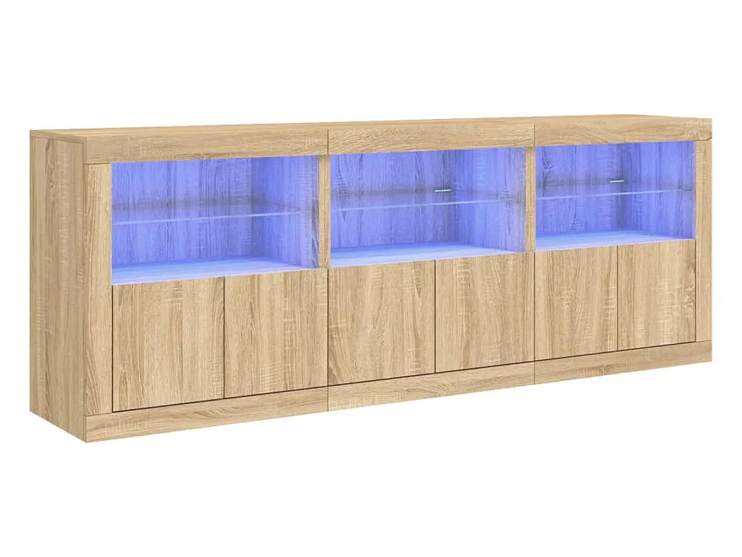 Aparador con luces LED roble Sonoma 181,5x37x67 cm