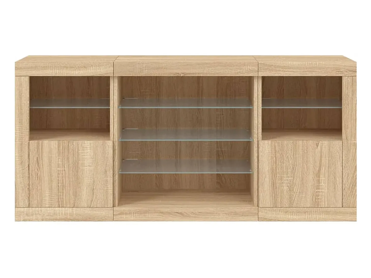 Aparador con luces LED roble Sonoma 142,5x37x67 cm