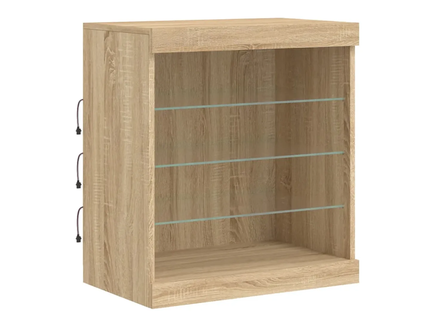 Aparador con luces LED roble Sonoma 142,5x37x67 cm