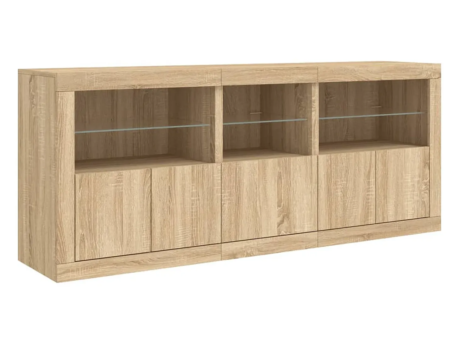 Aparador con luces LED roble Sonoma 162x37x67 cm
