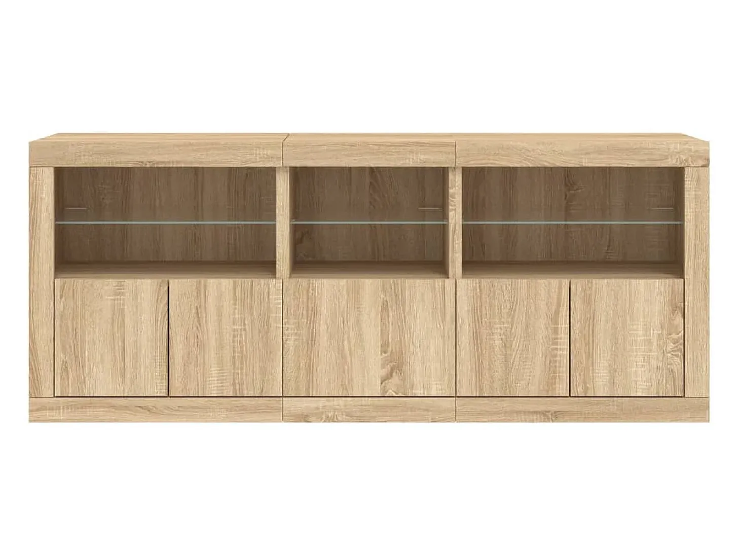 Aparador con luces LED roble Sonoma 162x37x67 cm