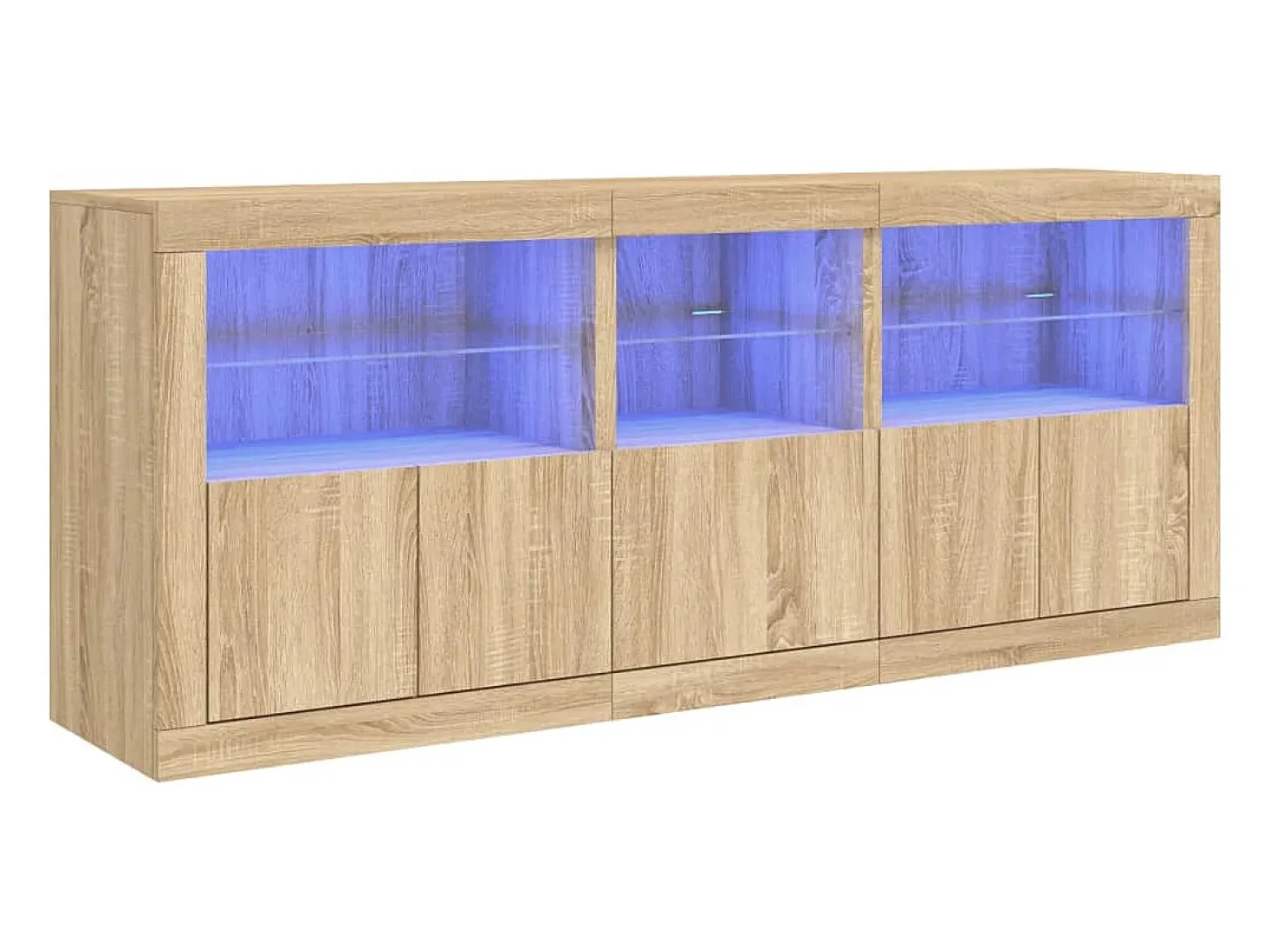 Aparador con luces LED roble Sonoma 162x37x67 cm