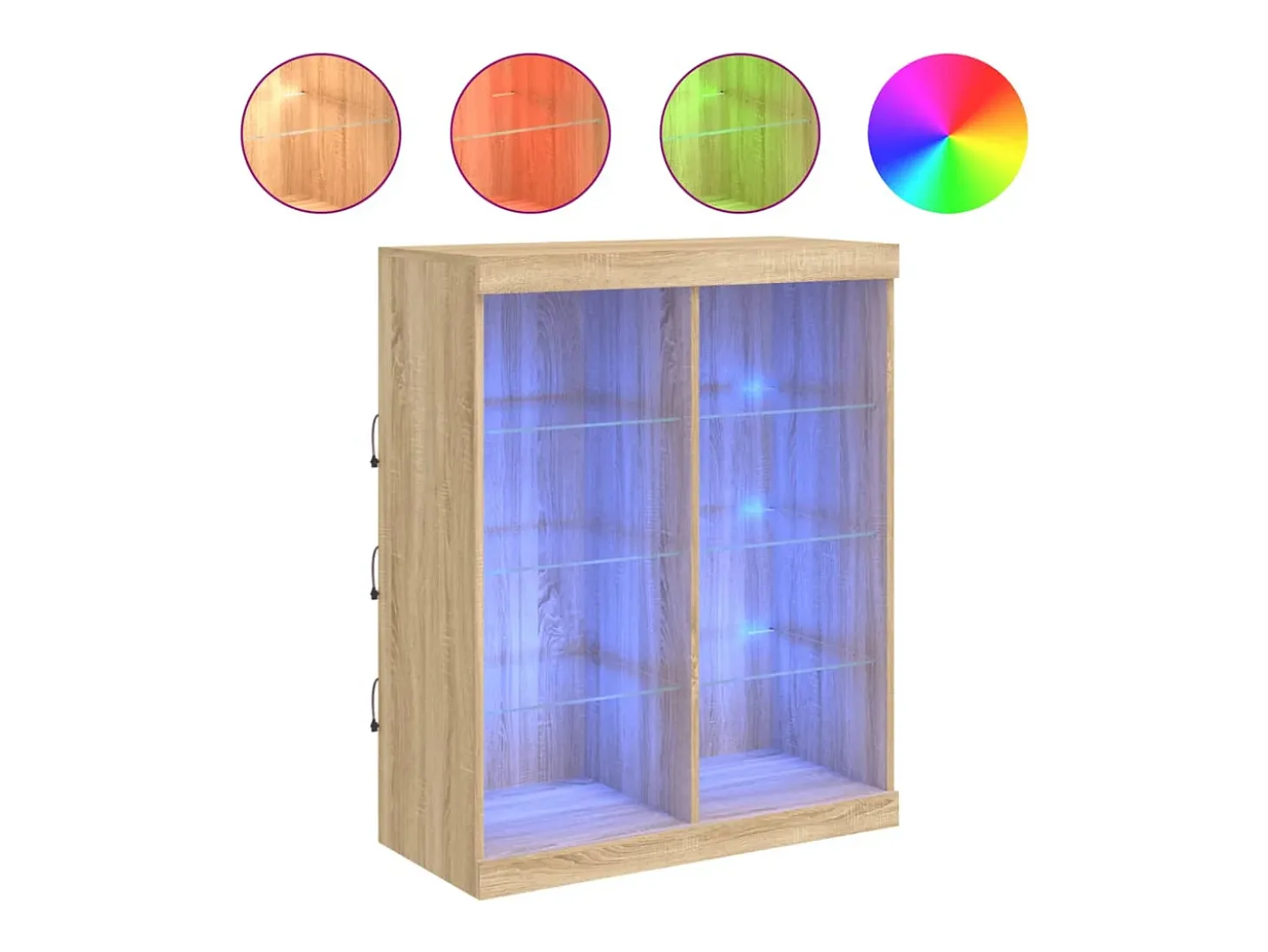 Aparador con luces LED roble Sonoma 81x37x100 cm