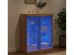 Aparador con luces LED roble Sonoma 81x37x100 cm
