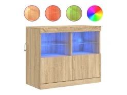 Aparador con luces LED roble Sonoma 81x37x67 cm