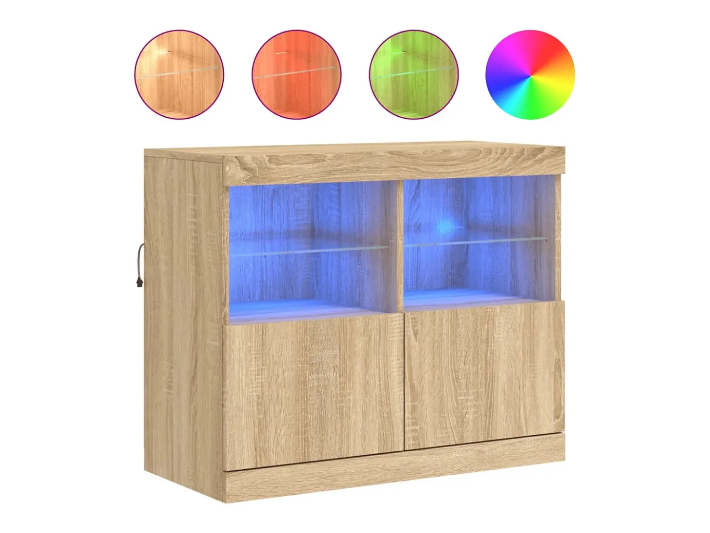 Aparador con luces LED roble Sonoma 81x37x67 cm