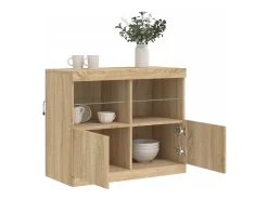 Aparador con luces LED roble Sonoma 81x37x67 cm