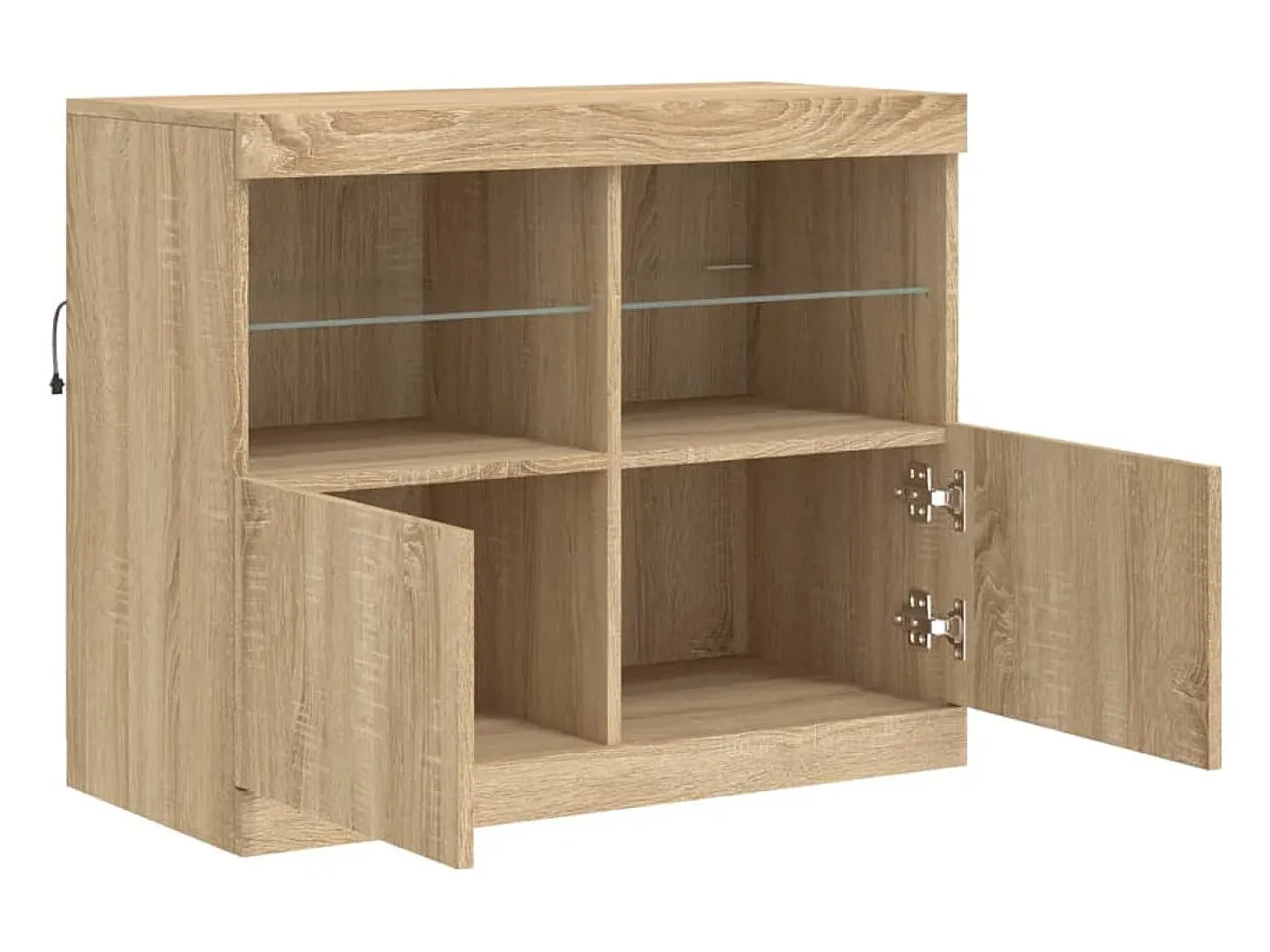 Aparador con luces LED roble Sonoma 81x37x67 cm