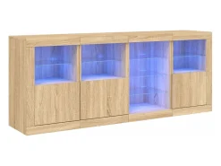 Aparador con luces LED roble Sonoma 164x37x67 cm ES440647