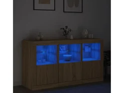 Aparador con luces LED roble Sonoma 123x37x67 cm