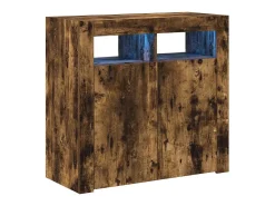 Aparador con luces LED roble ahumado 80x35x75 cm