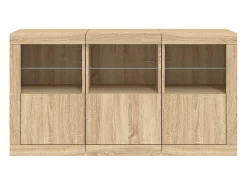 Aparador con luces LED roble Sonoma 123x37x67 cm