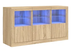 Aparador con luces LED roble Sonoma 123x37x67 cm