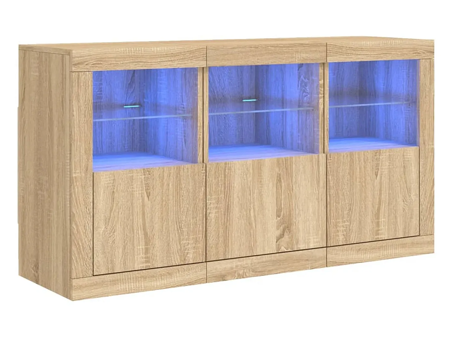 Aparador con luces LED roble Sonoma 123x37x67 cm