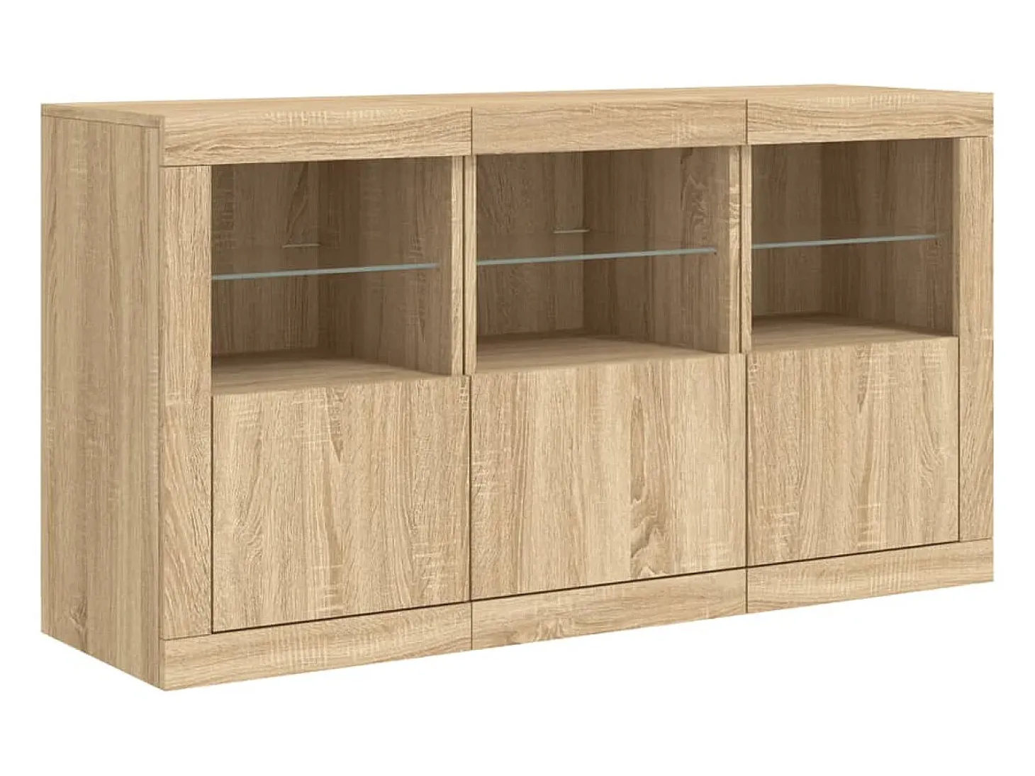 Aparador con luces LED roble Sonoma 123x37x67 cm