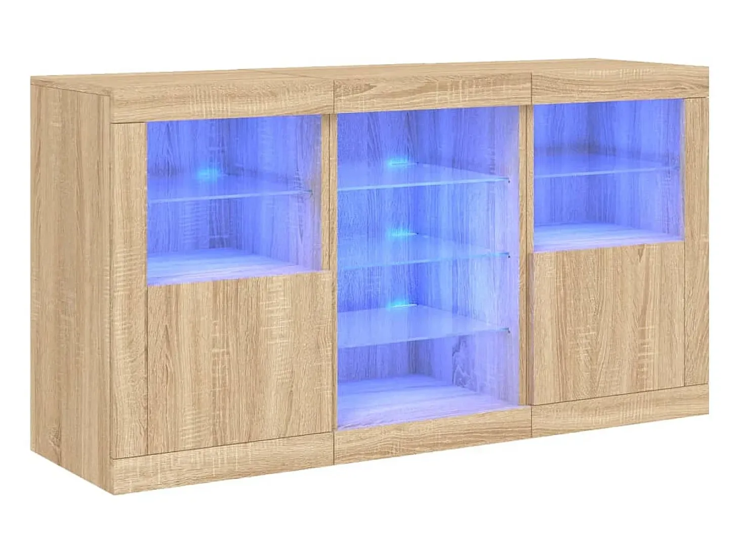 Aparador con luces LED roble Sonoma 123x37x67 cm ES581605