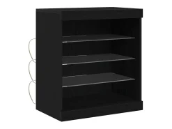 Aparador con luces LED Roble negro 60,5x37x67 cm