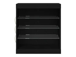 Aparador con luces LED Roble negro 60,5x37x67 cm