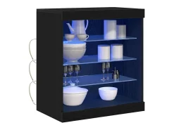 Aparador con luces LED Roble negro 60,5x37x67 cm