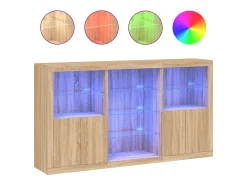 Aparador con luces LED roble Sonoma 181,5x37x100 cm