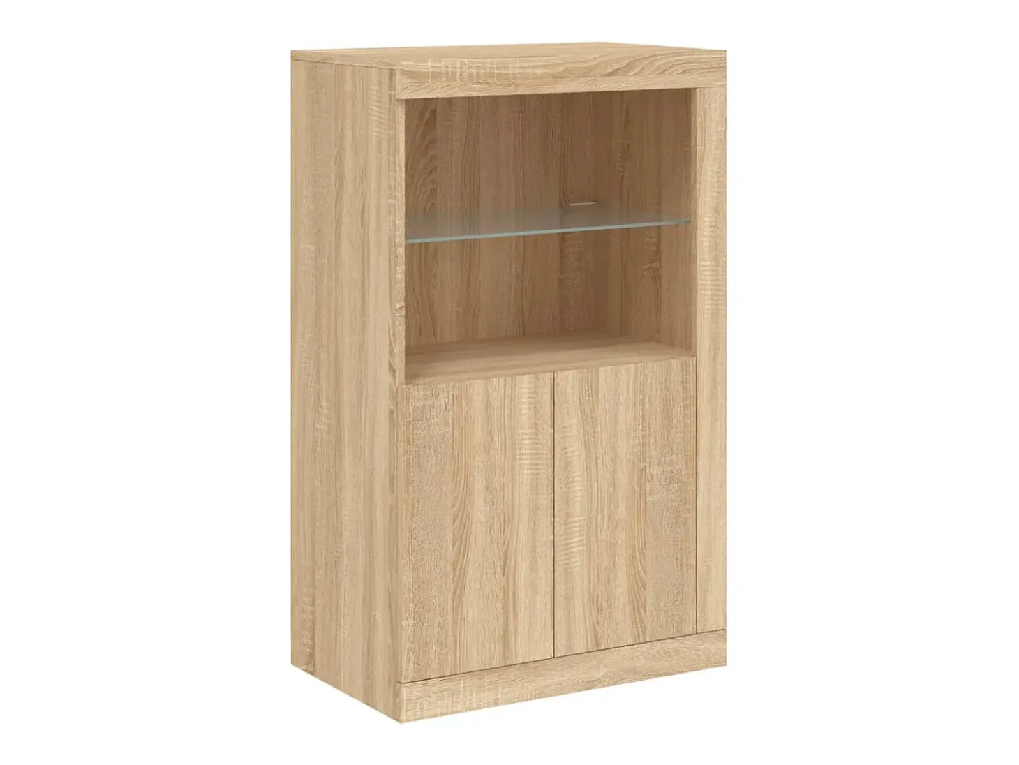 Aparador con luces LED roble Sonoma 181,5x37x100 cm