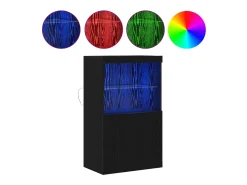 Aparador con luces LED Roble Negro 60x37x100 cm
