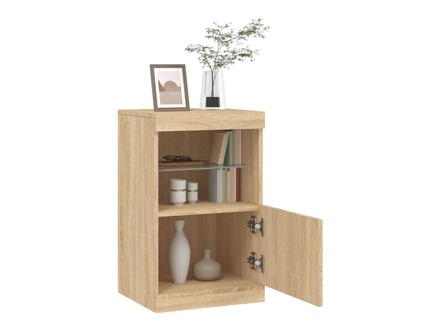 Aparador con luces LED roble Sonoma 41x37x67 cm