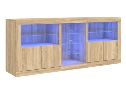 Aparador con luces LED roble Sonoma 181,5x37x67 cm