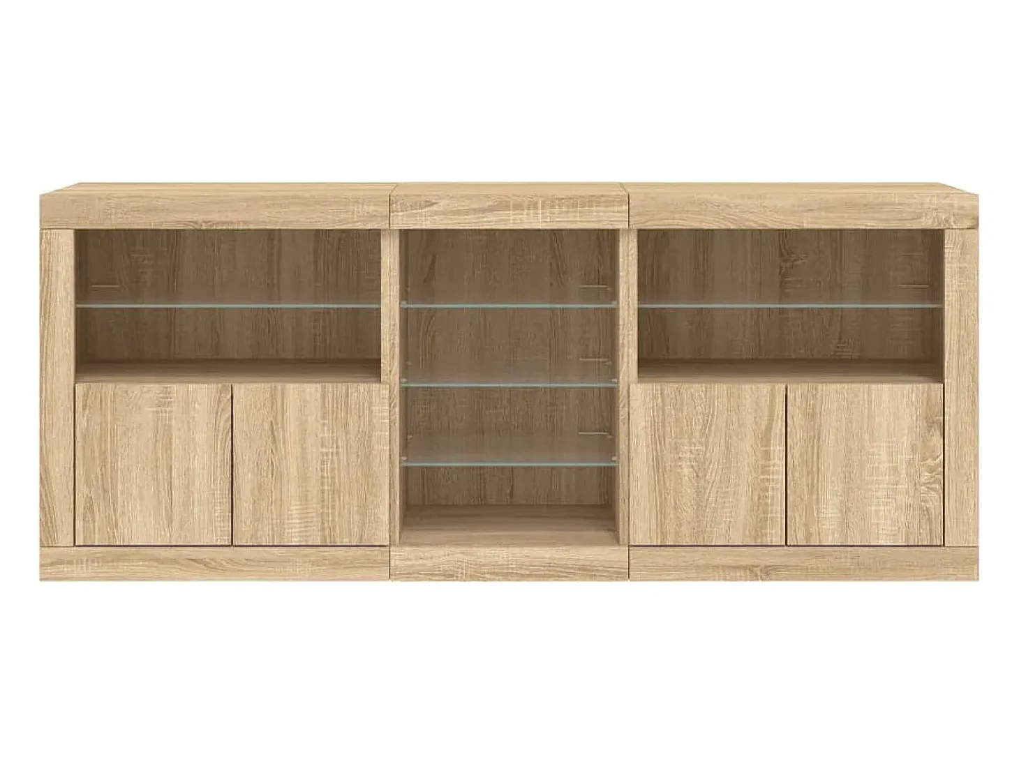 Aparador con luces LED roble Sonoma 181,5x37x67 cm