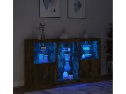 Aparador con luces LED roble ahumado 181,5x37x100 cm ES373358