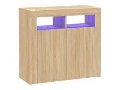 Aparador con luces LED roble Sonoma 80x35x75 cm ES21401