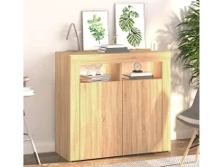 Aparador con luces LED roble Sonoma 80x35x75 cm ES21401