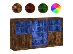 Aparador con luces LED roble ahumado 181,5x37x100 cm