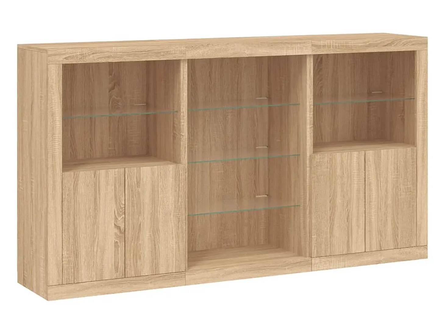 Aparador con luces LED roble Sonoma 181,5x37x100 cm