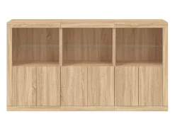 Aparador con luces LED roble Sonoma 181,5x37x100 cm