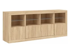 Aparador con luces LED roble Sonoma 163x37x67 cm
