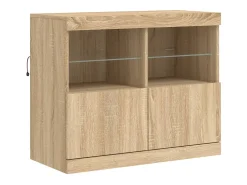 Aparador con luces LED roble Sonoma 163x37x67 cm