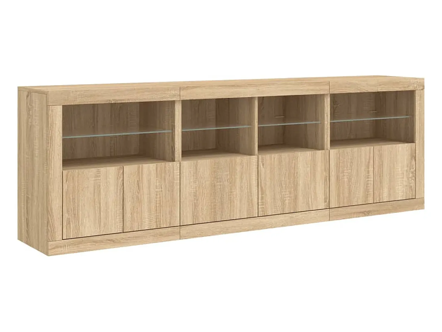 Aparador con luces LED roble Sonoma 202x37x67 cm